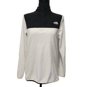 The North Face Womens White Black Long Sleeve Fleece Pullover Jacket Size Small